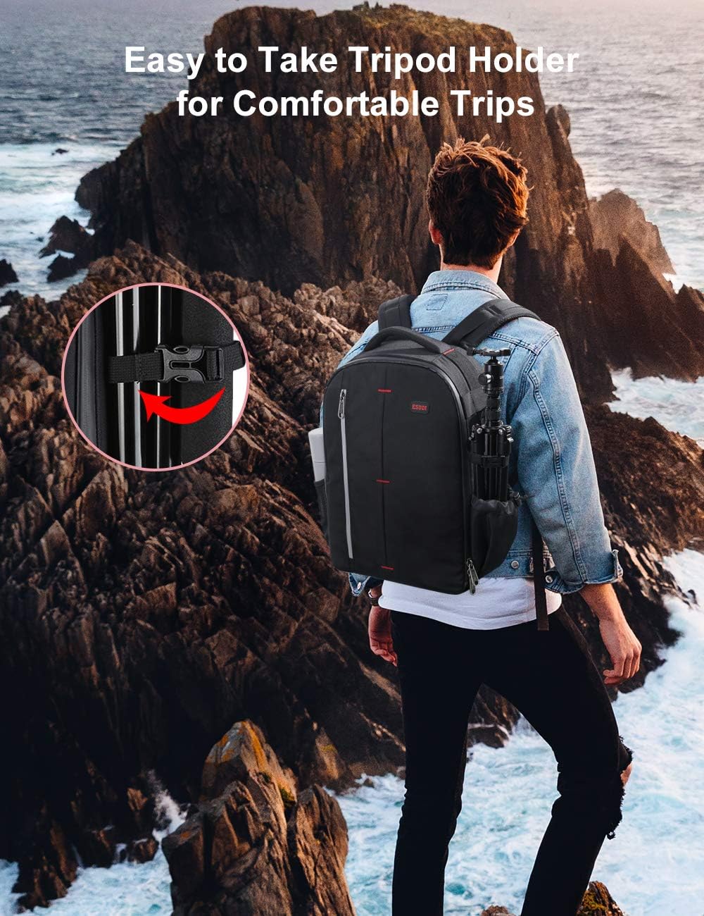ESDDI Camera Bag Backpack Professional for DSLR/SLR Mirrorless Camera Waterproof, Camera Case Compatible for Sony Canon Nikon Camera and Lens Tripod Accessories