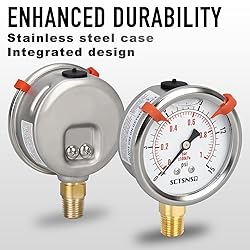 SCTSNSR 0 to 15 Psi Pressure Gauge, Glycerin Liquid