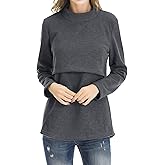 Smallshow Women's Fleece Nursing Tops Shirts Long Sleeve Breastfeeding Clothes