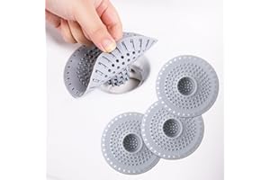 Silicone Bathtub Drain Hair Catcher, Shower Drain Protector Strainer, 3-Pack