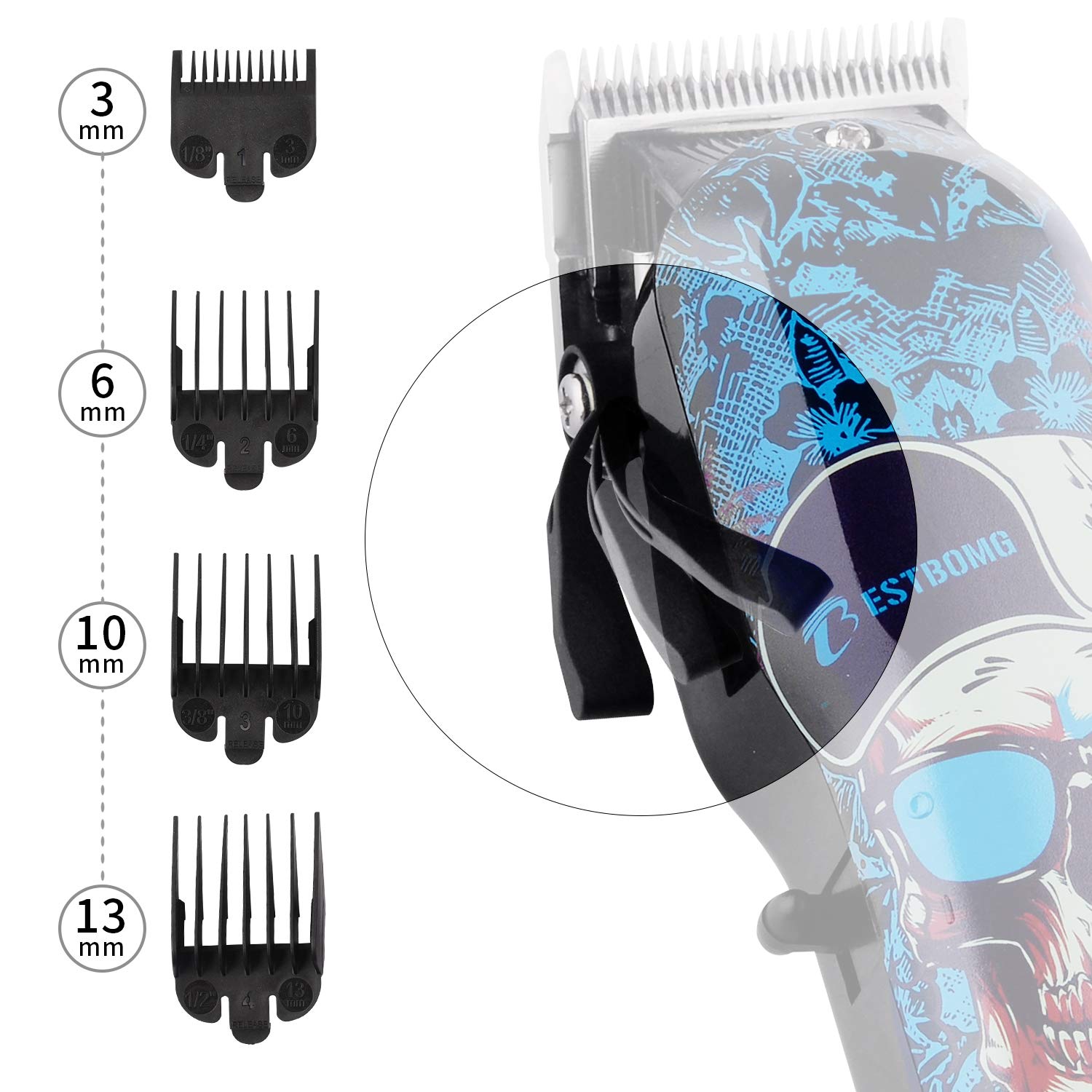 Professional Cordless Hair Clippers Beard Trimmer For Men Kids Wireless Hair Cutting Kit Set with Taper Lever, Rechargeable Li-ion Battery 2000mAh Heavy Duty Motor, Detachable Cord Barber Clippers : Beauty