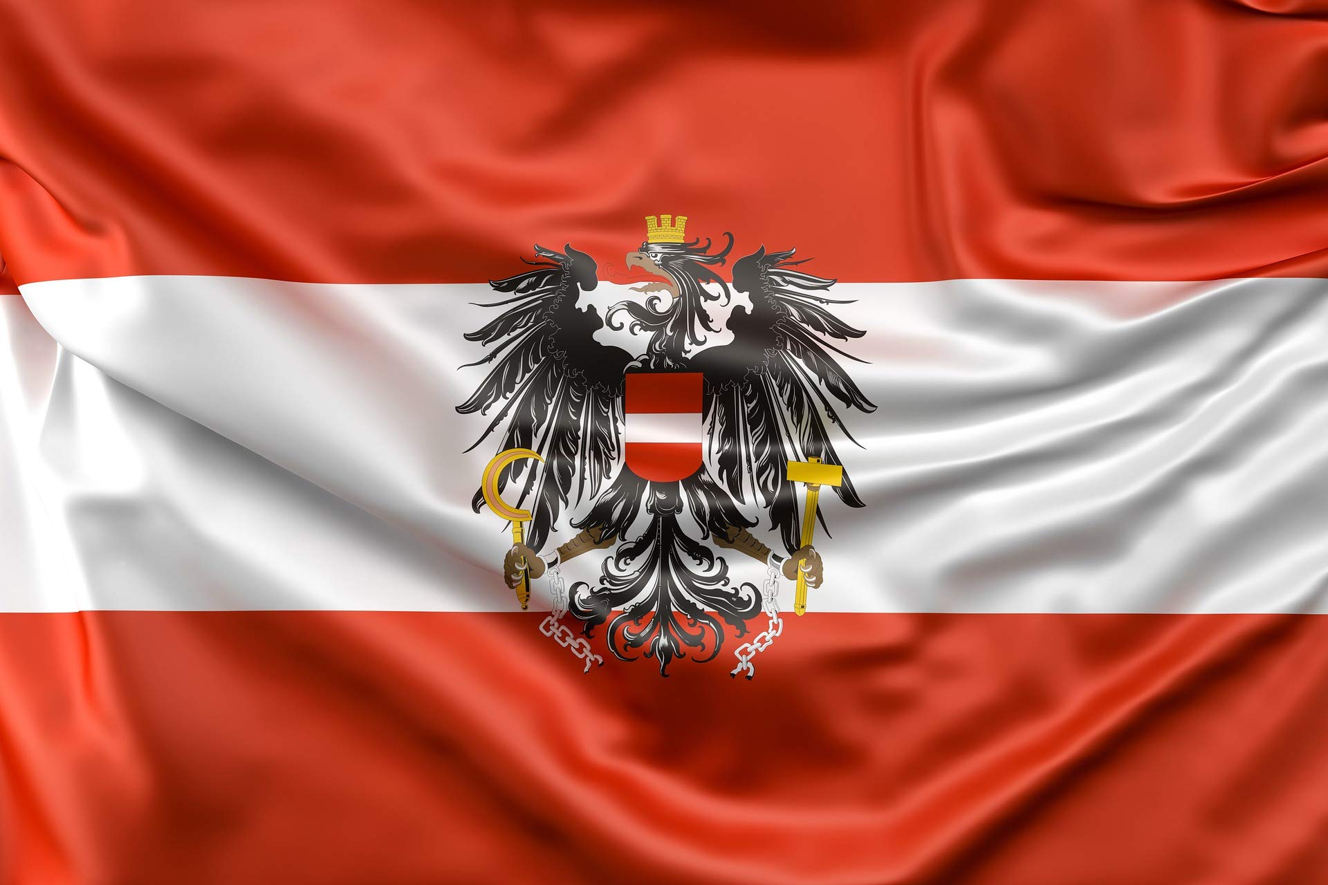 Cosymate Austria Flag with Eagle Austrian Flag Österreich Flagge mit Adler 90x150cm with Brass Grommets, Vivid Color, UV Fade Resistant, Canvas Header, Double Stitched, Austrian National Flag, 3x5ft