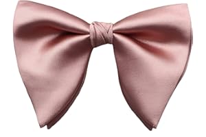 Lovacely Mens Oversized Satin Silk Bow Tie Solid Color Formal Tuxedo Big Bowtie