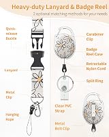 Uniclife Floral Sliding Badge Holder with Retractable Reel White Flower view 6