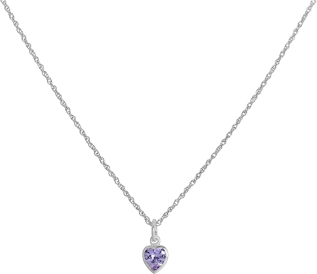 Sterlingsilber Purpur Herz Kristall Anhänger an 35,6 cm