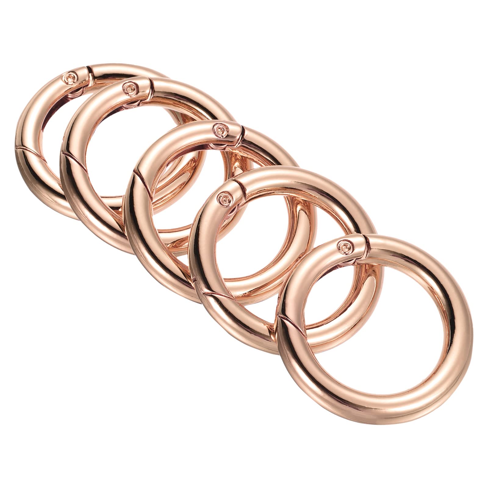 PATIKIL 36x25x5.5mm Spring Gate O Rings, 5 Pack Round Snap Clip Zinc Alloy for Keyrings Buckle, Rose Gold