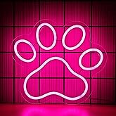 Dog Paw Neon Sign - Pink Paw Print Neon Sign Wall Decor, USB Powered LED Dog Signs, Brightness Dimmable, Cute Gifts for Girls Boys Bedroom Birthday Party Christmas