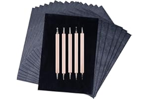 HLONON 200 Sheets Carbon Paper Graphite Paper Black Carbon Transfer (8.5 x 11.5 inch) with 5 PCS Embossing Styluses Dotting Tools for Wood Paper Canvas Craft