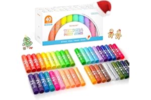 SHUTTLE ART Tempera Paint Sticks, 40 Colors Solid Tempera Paint for Kids, Super Quick Drying, Works Great on Paper Wood Glass Ceramic Canvas