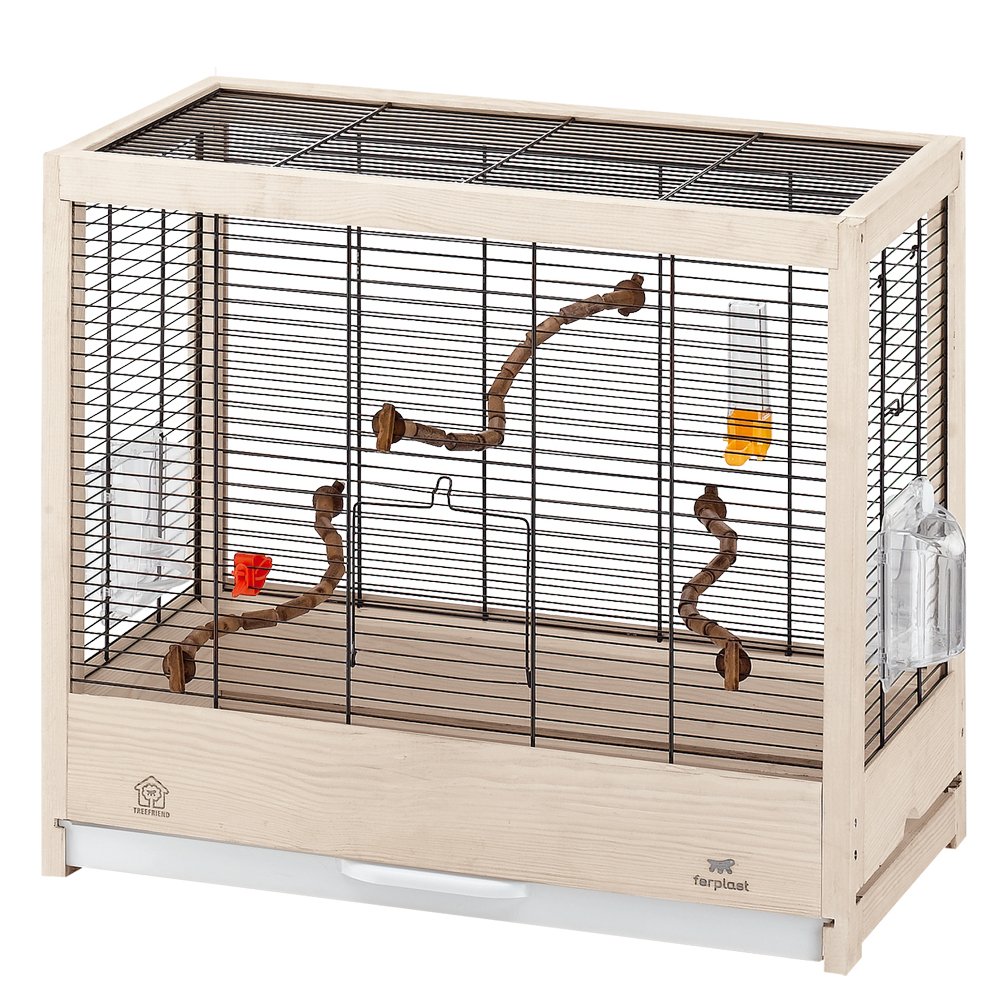 Ferplast Giulietta 4 Bird Wooden Cage, 57 x 30 x 50 cm, Black