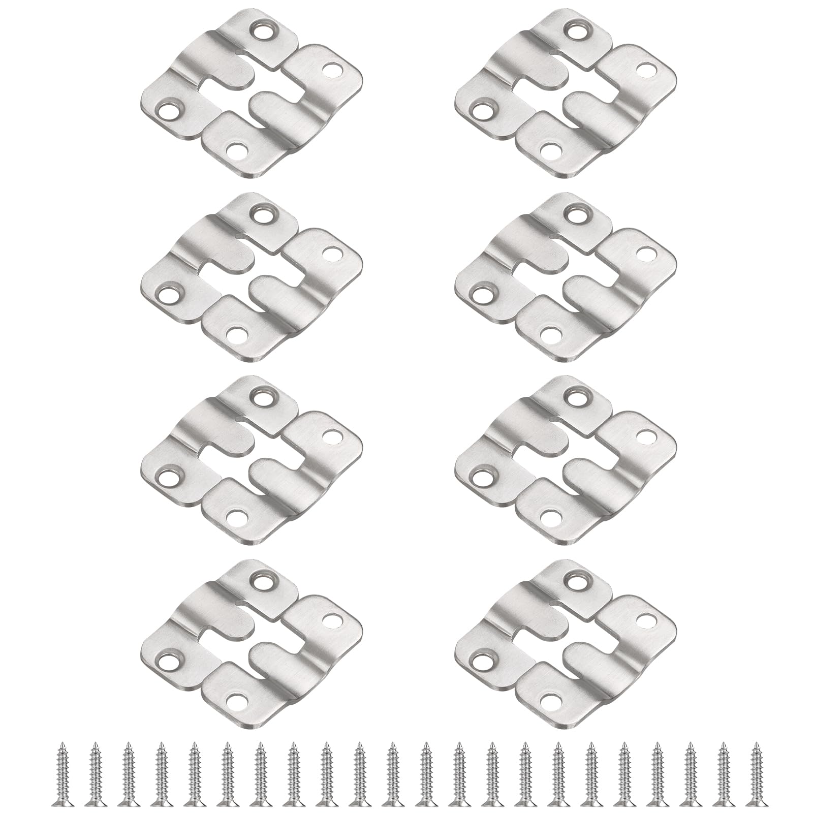 VIDETOL 48 Pcs Flush Mount Brackets Concealed, Stainless Steel Interlocking Picture Flush Mount Brackets , Heavy Duty Z Clip Bracket for Hanging Picture Frame Headboard Furniture Connector Hangers
