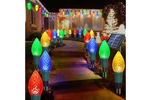 Windpnn 20-Pack Solar C9 Multi-color Garden Stake Lights for Christmas Tree, Garden, Patio, Yard, Pathway