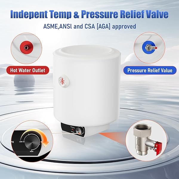 TANKLESS WATER HEATER ELECTRIC 8 GALLON HOT WATER HEATER FOR BATHROOM KITCHEN 110V 2200W, WALL MOUNTED (WHITE, 8G)