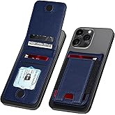 LOHASIC Designed for MagSafe Wallet, RFID Protection Magnetic Wallet 5 Card Holder with Stand, Vegan PU Leather Magnetic Phone Wallet for iPhone 16/15/14/13/12 Series, Not for iPhone 13/12 Mini - Blue