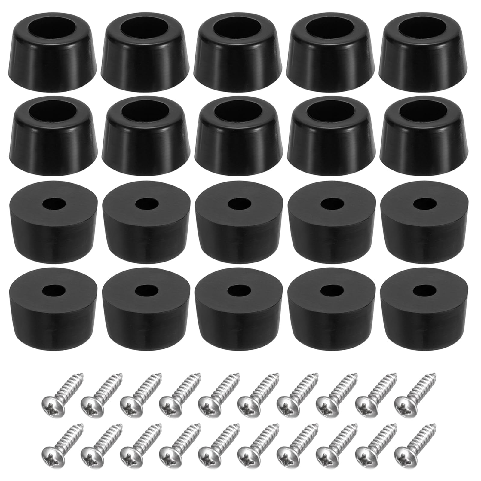 uxcell 100Pcs Rubber Bumper Feet, 9mm H x 14mm W Round Pads with Stainless Steel Washer and Screws for Furniture, Appliances, Electronics