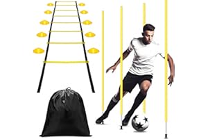 Vertintong Agility Training Poles Equipment Soccer Training Equipment includes 4 Pcs 5ft Soccer Training Poles 13 ft Agility Ladder 10 Soccer Disc Cones with Black Bag for Speed Training