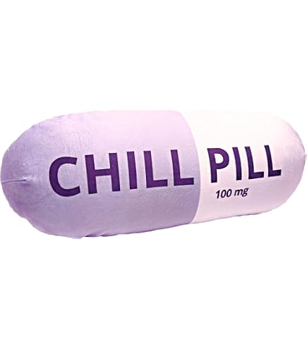 MRJ Chill Pill Pillow - Soft Novelty Throw Pillow For Cervical Support, Calming Corner, Dorm Decor
