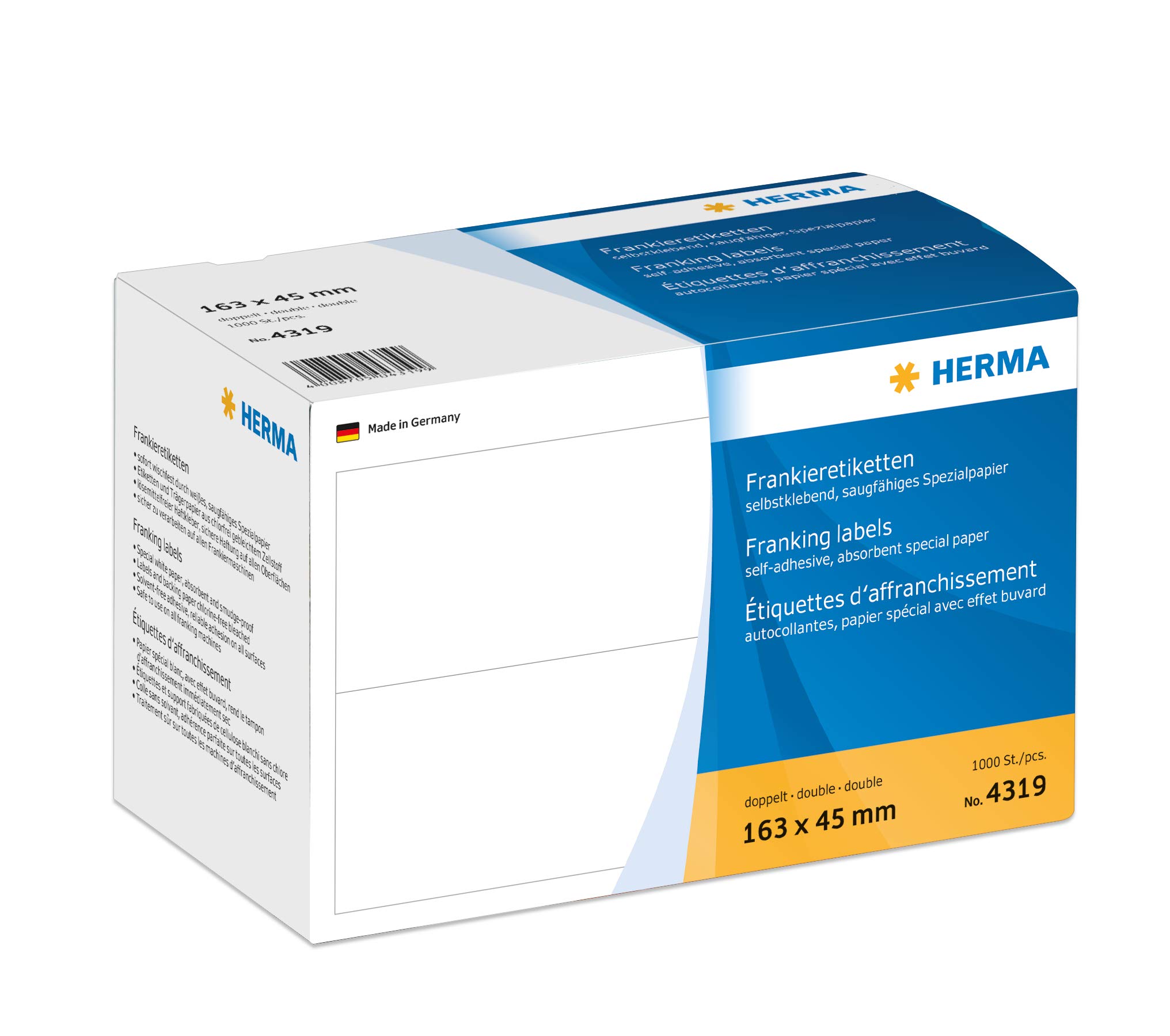 Herma 163 x 45 mm Double Franking Labels (Pack of 1000), White — image 1