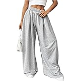 SweatyRocks Women's Barrel Pants Wide Leg High Waist Baggy Sweatpants Elastic Oversized Athletic Joggers Trousers