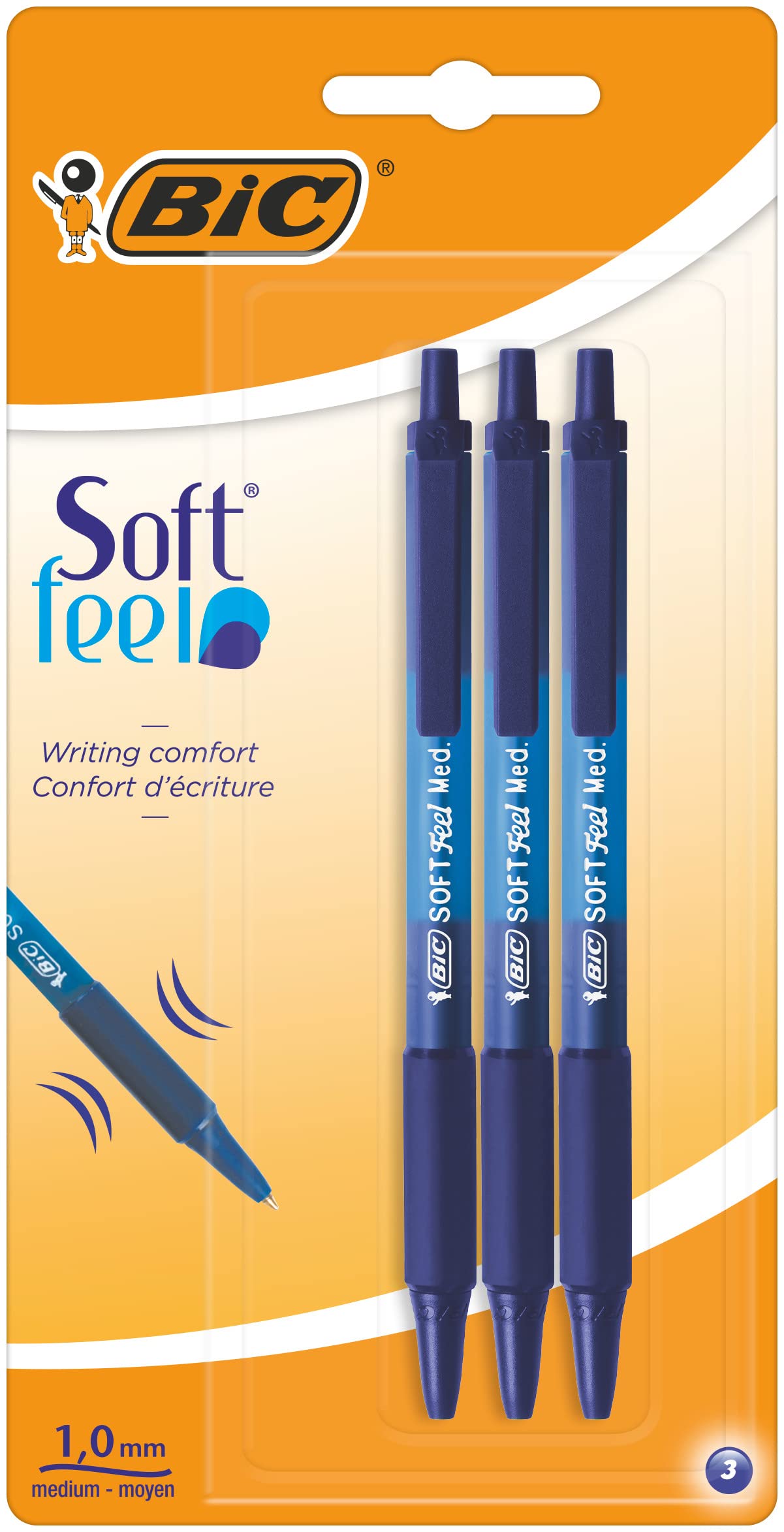 BIC Soft Feel Clic Grip Pen - Blue, Pack of 3 โ image 1