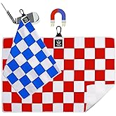 Viddett 2 Pcs Magnetic Golf Towel (24"x16") for Men - Premium Color Waffle-Pattern Golf Towel Magnetic with Clip. GolfAccessories for Men & Women, Fits GolfCarts/Clubs - Red/Blue