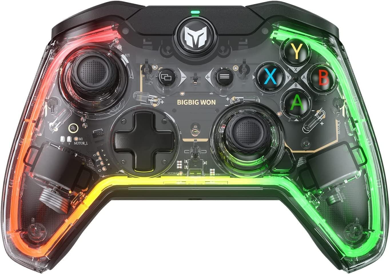 BIGBIG WON Wired PC Controller, Rainbow Game Controller RGB Light, Motion Aim, Custom Buttons, Macro, Turbo, Dual Shock Wired Controller for Switch/Win10&11 Controller for PS5/PS4 via R90 Adapter-1pc