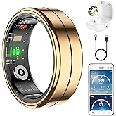 Fit Ring for Women Men, Ring Health Tracker with Heart Rate,Blood Oxygen,Heart Rate Variability, Stress, Sleep Monitor, Step Counter, Smart Ring for iPhone & Android, No Subscription Fee (Gold, 11#)