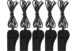 ZUAZAOR 5 Pcs Referees Loud Plastic Emergency Whistle with Lanyard for Outdoor Activities, Coach Trainning Whistles Party Whistles for Sports and Parties Gift Boxes Fillers