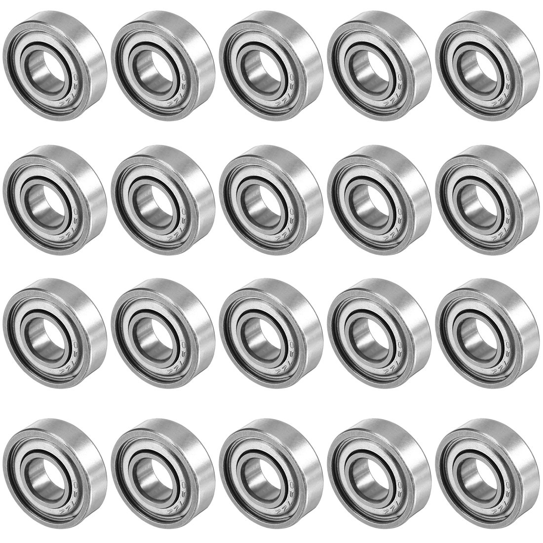 Sourcingmap 20pcs 7mmx17mmx5mm Double Shielded Miniature Deep Groove Ball Bearing