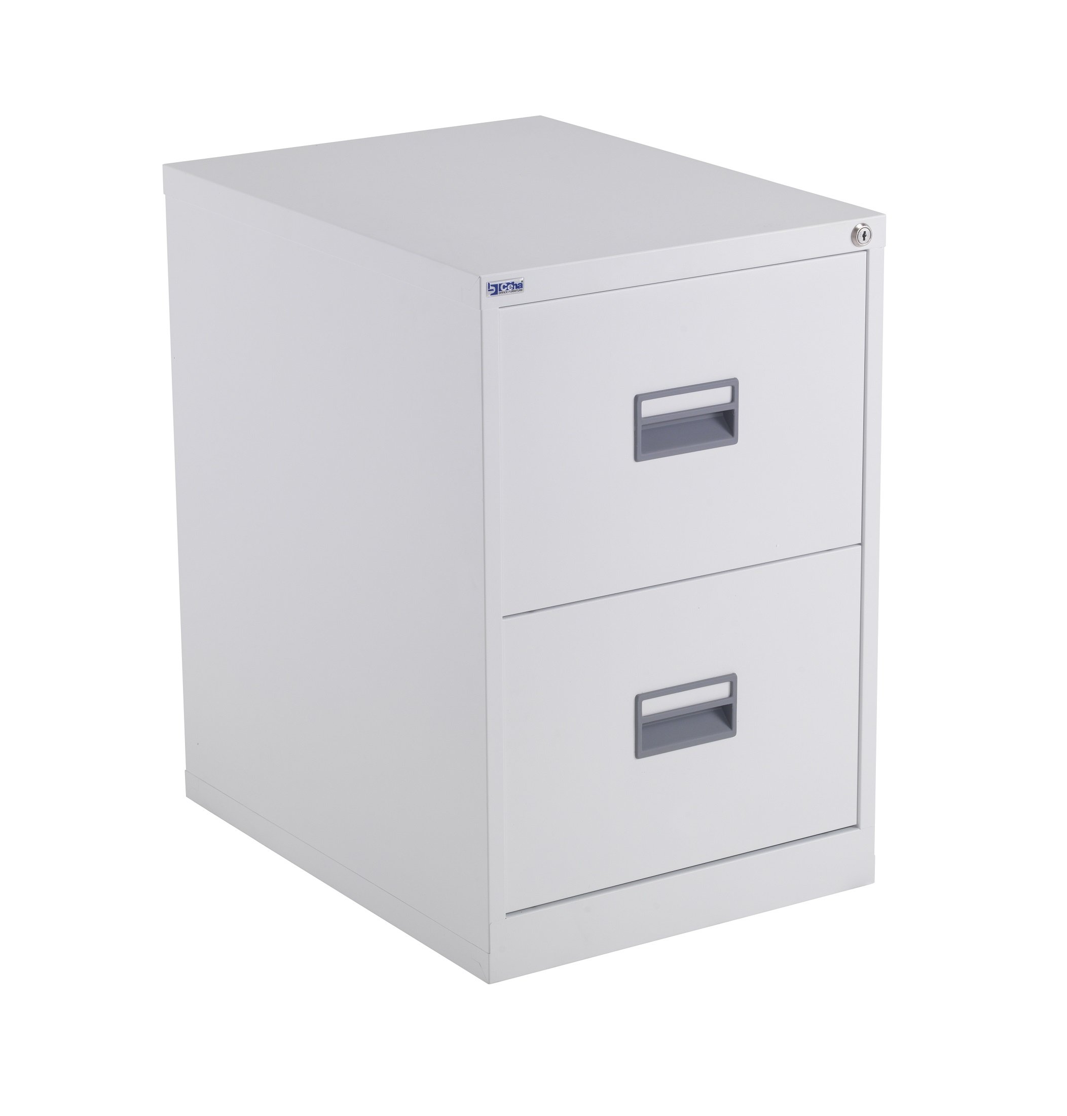 Office Hippo Heavy Duty Steel Filing Cabinet, 2 Drawer Filing Cabinet, Fully Welded Construction with 40kg Drawer Tolerance, Lockable Office Storage, 7 Year Guarantee, White