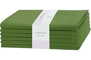PurpleEssences Set of 6 Cloth Dinner Napkins 100% Cotton 18x18 - Soft Durable Washable - Ideal for Farmhouse Party Spring and Summer - Perfect Everyday Use Table Linen - Sage Green