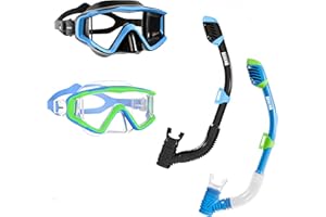 Aegend Snorkeling Gear for Adults Youth Kids, Dry Snorkel Set Panoramic View Enhanced Anti-Leak and Anti-Fog Technology, Adjustable Strap for Snorkeling Scuba Diving Swimming with Mesh Bag