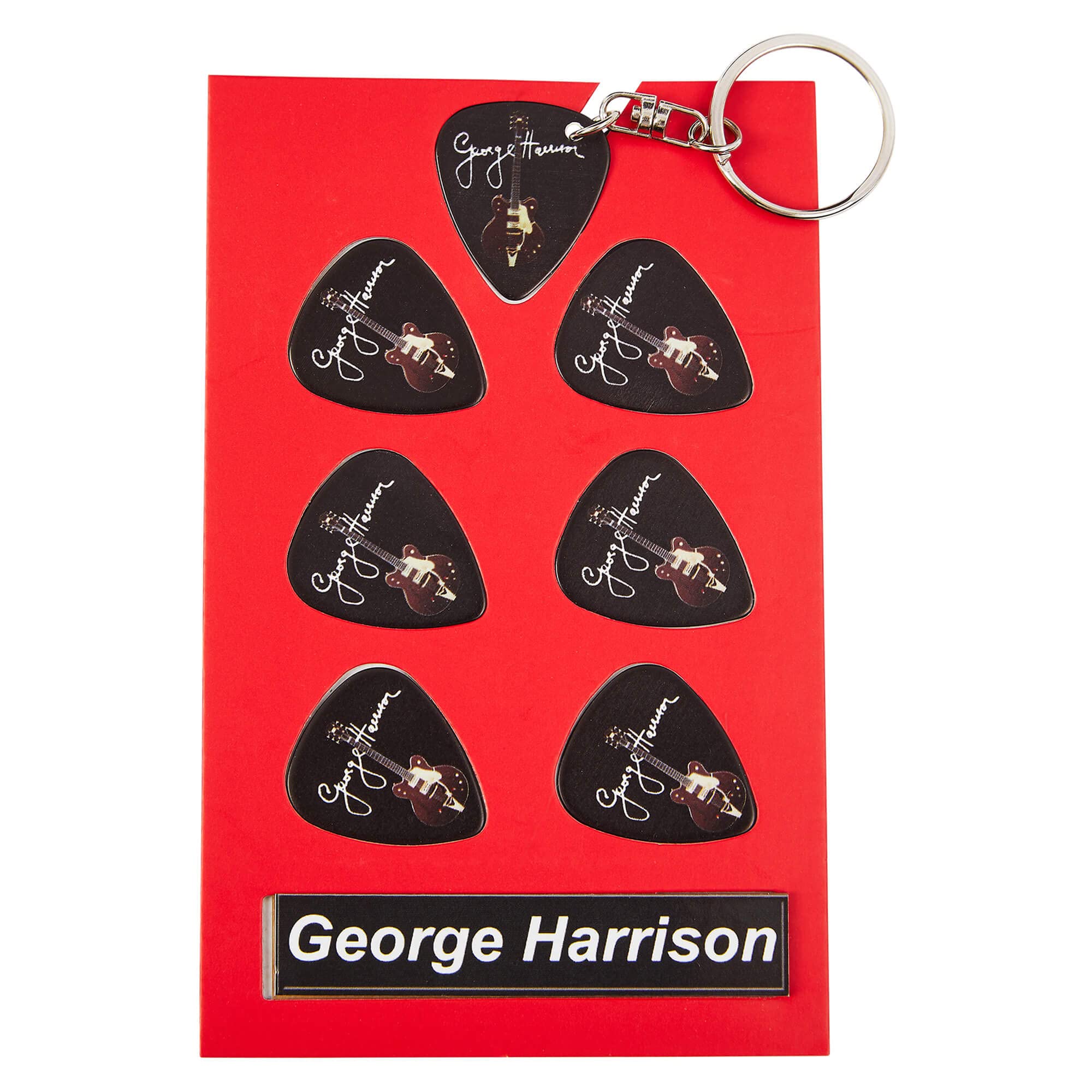 G Harrison Guitar Plectrum Gift Set | 6 Artist Plectrums | 1 Artist Keyring