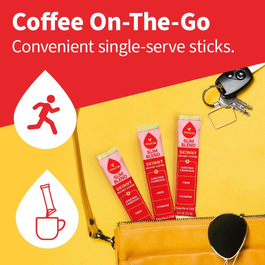 VitaCup Slim Coffee Instant Coffee Packets for Diet & Metabolism, Serve Hot or Cold with Vitamins B1, B5, B6, B9, B12 in Single Serve Sticks 10 CT : Grocery & Gourmet Food