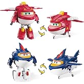 Super Wings Transformable Toys Playset, 5 in Sharky and Rattie Airplane Transforming Figures Toys Set, 3 in 1 Mode Rescue Bots Toy for Boys Girls, Plane Toy for Toddlers Kids Age 3 4 5 6