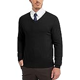 Kallspin Men's Wool Blend V-Neck Sweater Relax Fit Knit Pullover for Fall Winter