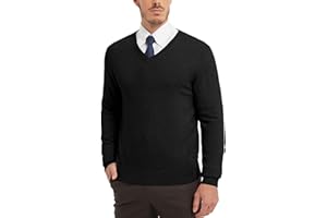 KALLSPIN Men's Sweater Pullover Wool Blend V Neck Long Sleeve Knitwear Casual