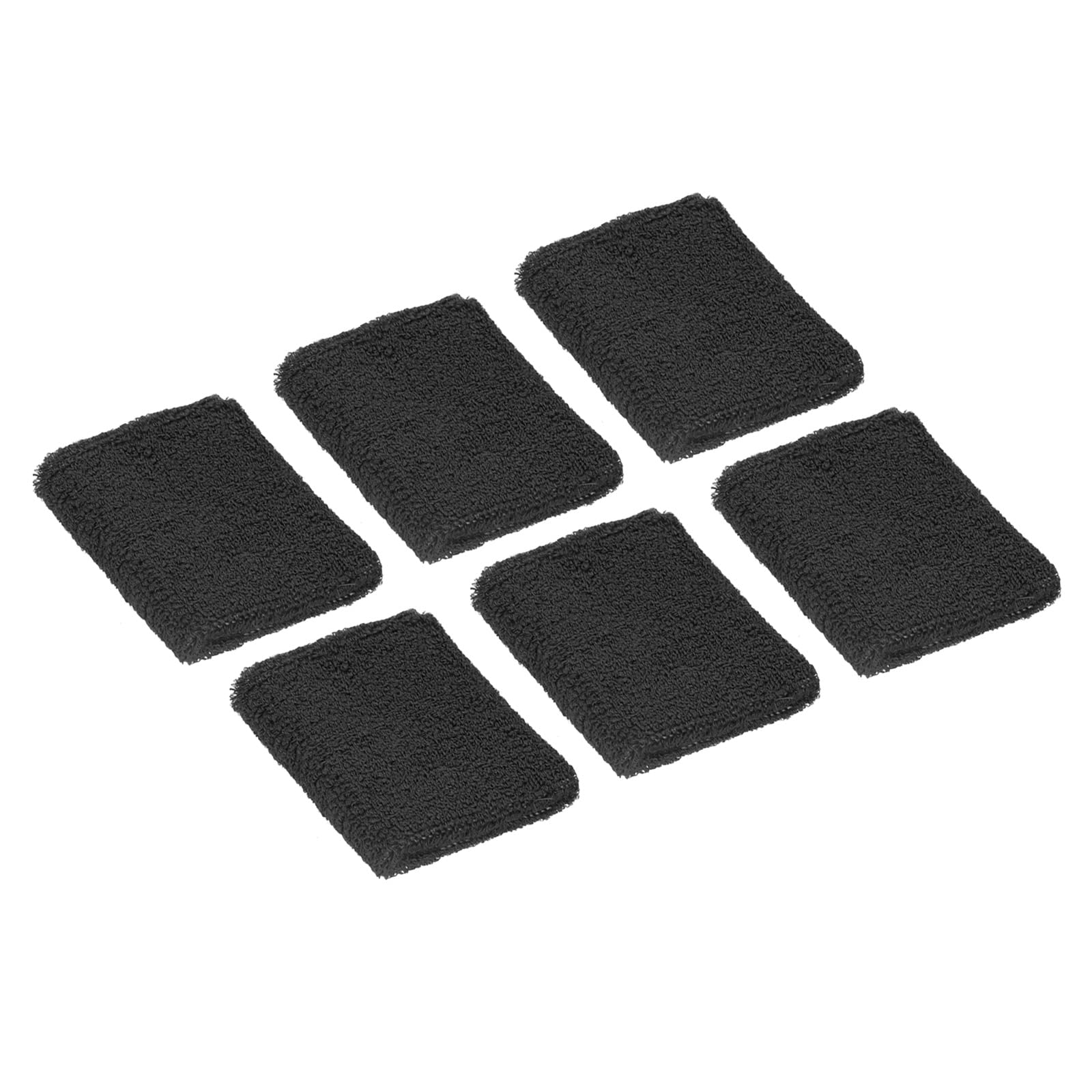 PATIKIL Sports Wristbands 8x8cm, 6 Pack Cotton Terry Cloth Absorbent Sweatband for Tennis Basketball Working Out Athletic Running, Black