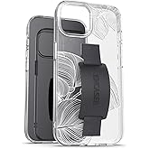 ENCASED Finger Loop Case, Designed for iPhone 15 Pro Max (2023) Clear Hand Strap Phone Cover with Soft-Touch Silicone Grip Holder (Lace Leaf)