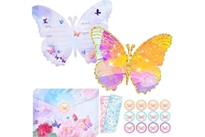 Birthday Butterfly Invitations 24PCS,Butterfly Shape Birthday Party Invitation Cards with Envelopes&Stickers, Butterfly Theme