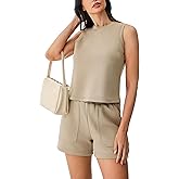 AFITNE Women’s 2 Piece Sets Summer Lounge Matching Outfits Sleeveless Tank Crop Tops and Shorts Tracksuit Sweatsuits