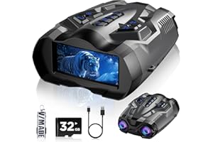 WARMTUYO Night Vision Goggles, 4K Night Vision Binoculars for Adults,9 Gear Infrared Goggles, 10X Digital Night Vision, 4000mAh Up to 12H of Use with 32GB TF Card, 3.5" HD Screen Binoculars