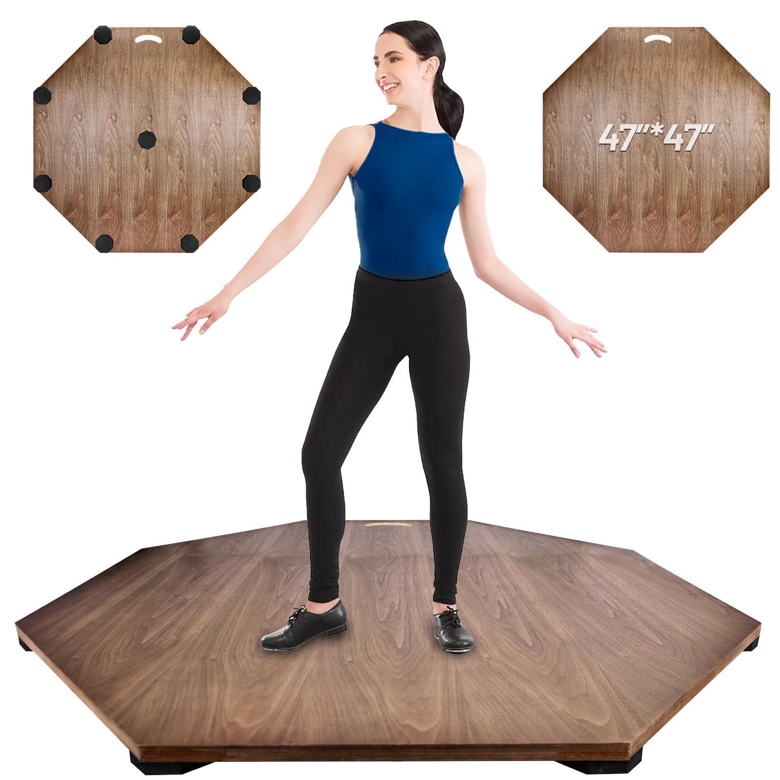View 1 of *Scratches/Chipped* Portable Dance Floor, 48'' L x 48''W Tap Board for Tap Dancing, Tap Dancing Practice Board, Tap Dance Floor for Dancers Home & Outdoor.(XL)