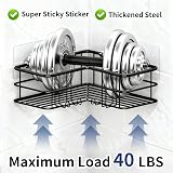 Menbyci Corner Shower Caddy 2 Pack Adhesive Stainless Steel 8 Hooks Black view 4