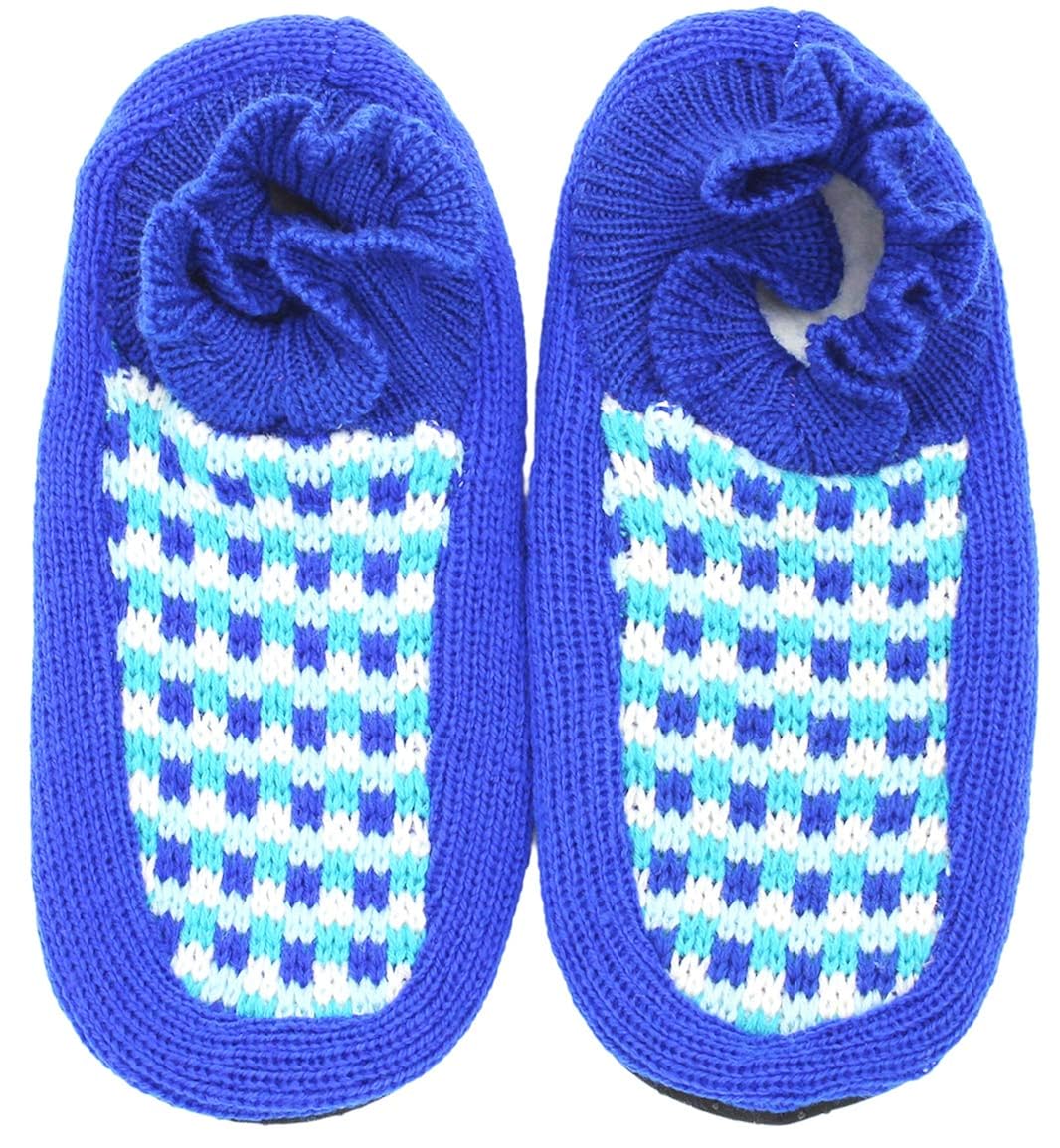 neskamoda soft cotton women's blue booties/indoor slippers-bt131