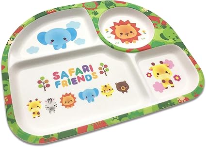 Amazon Ecoな食器 ランチプレート 皿 子供食器 軽量 天然素材 仕切り 幼児用 ランチプレート単体 サファリフレンズ Lamplanning 子ども用プレート