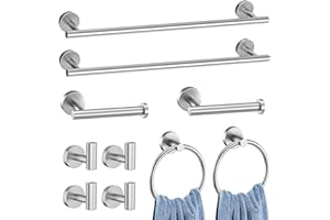 DUMDER 10-Piece Brushed Nickel Bathroom Accessories Set,SUS304 Stainless Steel Bathroom Hardware Set,23.6 Inch Towel Bar Set,