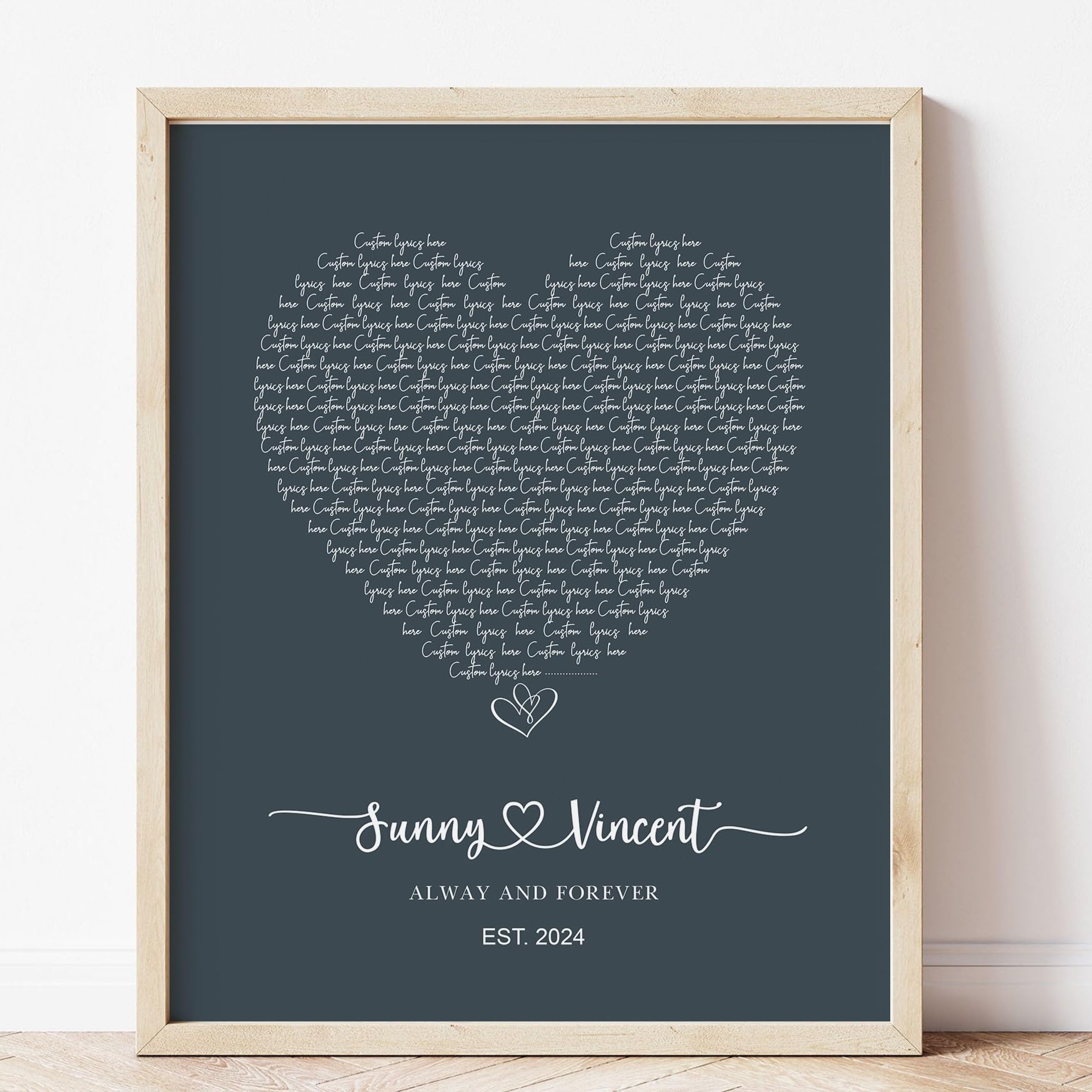 Custom Song Lyrics Poster - Personalized Heart