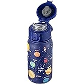 GOPPUS 12 oz Kids Water Bottle - Stainless Steel Insulated Water Bottle, BPA Free, Odorless, Durable and Reusable for School, Sports and Outdoor Activities(Blue Outer Space)