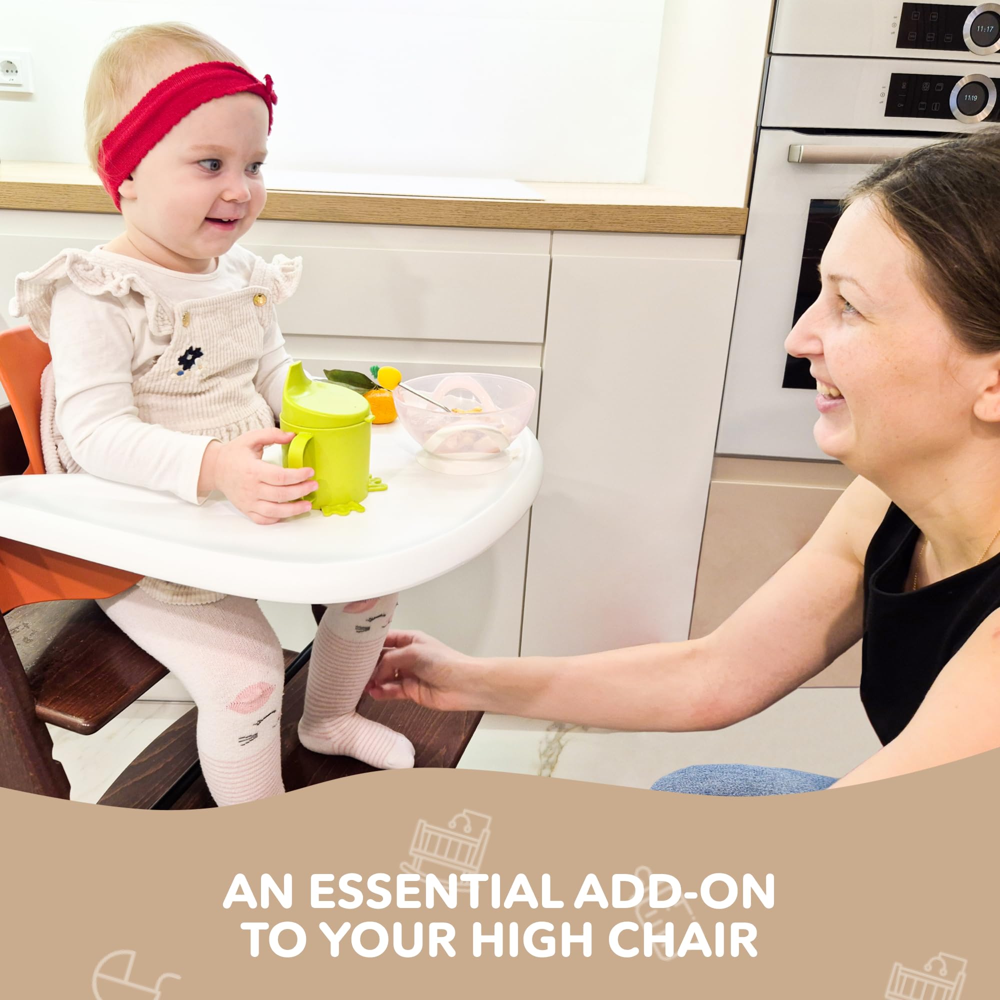 High Chair Tray Compatible with Stokke Trip Trap Chair, Matte White - Ergonomic Curved Design - BPA-Free, Easy to Assemble